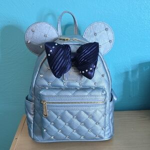 Blue Quilted Disney Cruise Line Wish Backpack with Bow